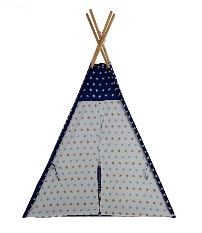 Speeltent - Tipi Tent - Met Grondkleed & Kussens - Speelhuisje - Tent voor kinderen - Blauw-Wit