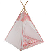 Sajan Speeltent - Tipi Tent - Met Grondkleed & Kussens - Speelhuisje - Tent voor kinderen - Roze-Wit