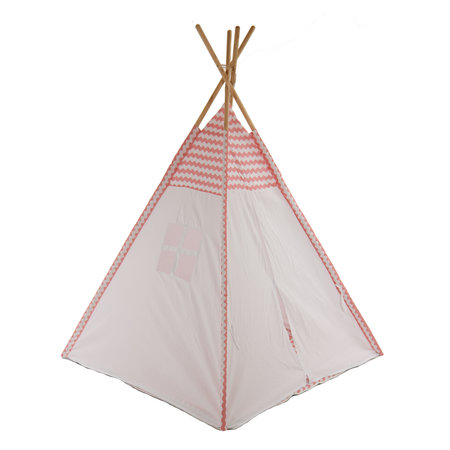 Sajan Speeltent - Tipi Tent - Met Grondkleed & Kussens - Speelhuisje - Tent voor kinderen - Roze-Wit