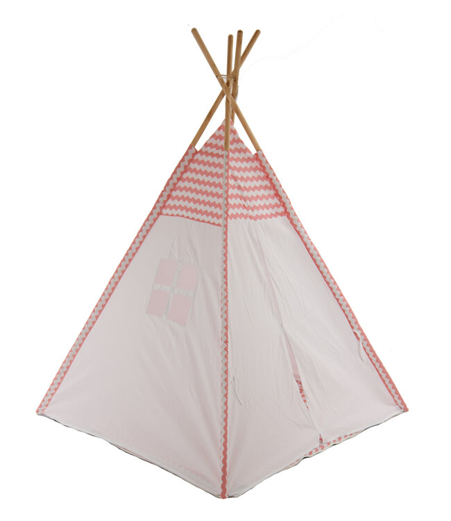 Speeltent - Tipi Tent - Met Grondkleed & Kussens - Speelhuisje - Tent voor kinderen - Roze-Wit