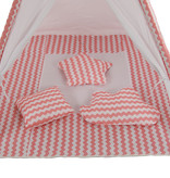 Sajan Speeltent - Tipi Tent - Met Grondkleed & Kussens - Speelhuisje - Tent voor kinderen - Roze-Wit