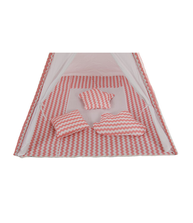 Speeltent - Tipi Tent - Met Grondkleed & Kussens - Speelhuisje - Tent voor kinderen - Roze-Wit
