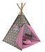 Speeltent - Tipi Tent - Met Grondkleed & Kussens - Speelhuisje - Tent voor kinderen - Grijs-Roze