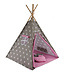 Speeltent - Tipi Tent - Met Grondkleed & Kussens - Speelhuisje - Tent voor kinderen - Grijs-Roze