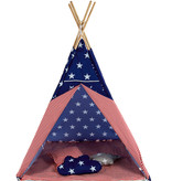 Sajan Speeltent - Tipi Tent - Met Grondkleed & Kussens - Speelhuisje - Tent voor kinderen - Blauw