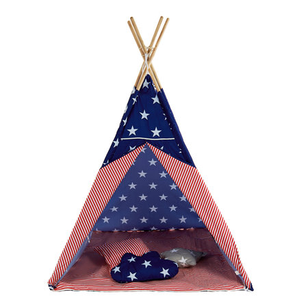 Sajan Speeltent - Tipi Tent - Met Grondkleed & Kussens - Speelhuisje - Tent voor kinderen - Blauw