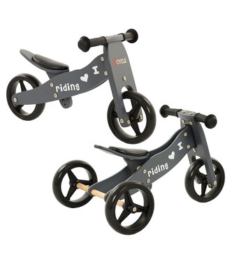 2Cycle 2Cycle 2 in 1 Loopfiets/Driewieler - Hout - Jongens en Meisjes - 1 Jaar - Speelgoed - Grijs