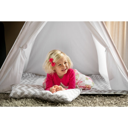 Sajan Speeltent - Tipi Tent - Met Grondkleed & Kussens - Speelhuisje - Tent voor kinderen - Grijs-Wit