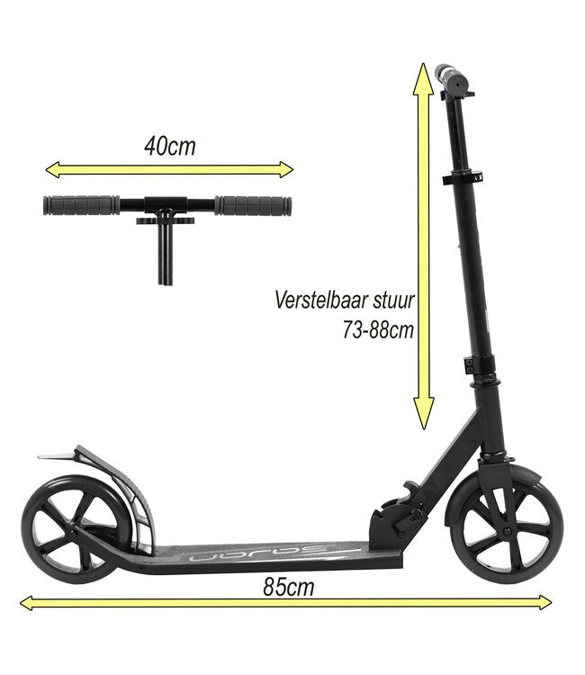 Sajan Step - Aluminium - Kinderstep - Grote Wielen -  Autoped -18cm -Zwart
