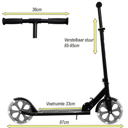 Sajan Sajan - Step met LED wielen - Kinderstep -  Grote Wielen - 20cm - Step - Zwart-Grijs