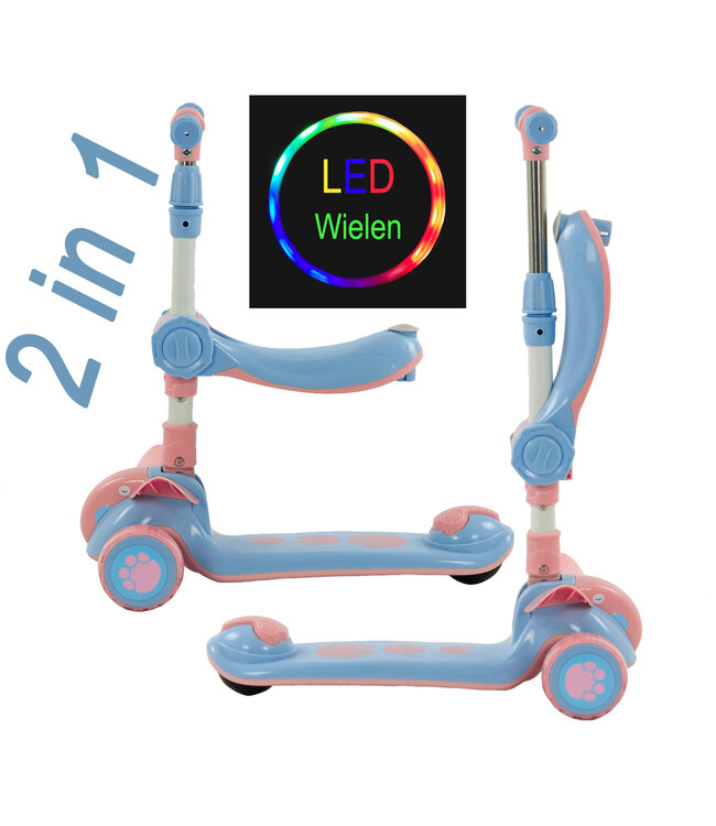 Sajan 2 in 1 Loopfiets / Step -  Roze-Blauw