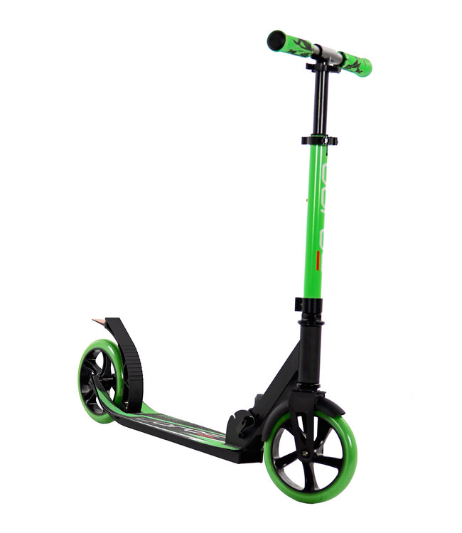 Sajan Step - Aluminium - Kinderstep - Grote Wielen - 18cm -Zwart - Groen