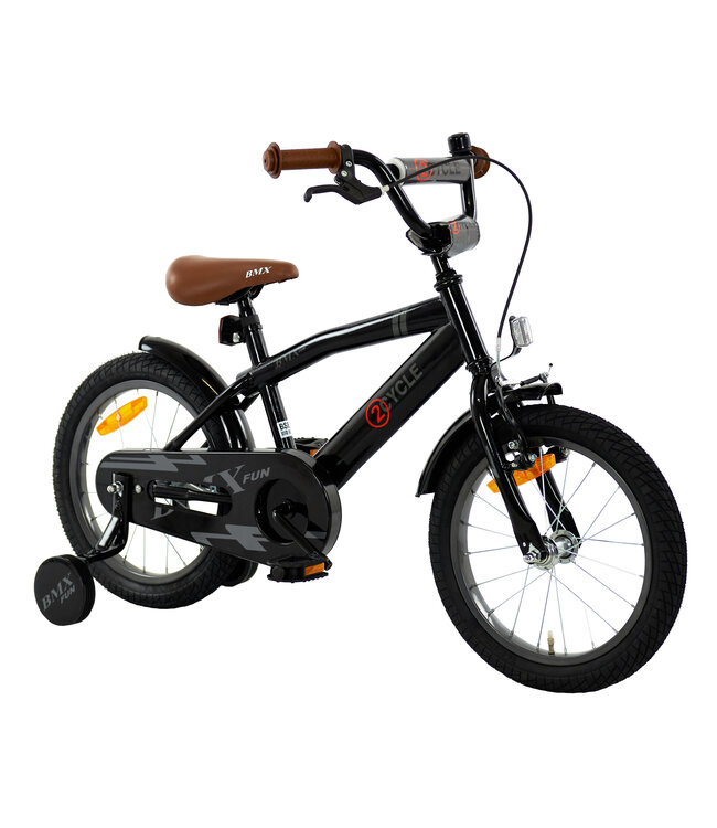 2Cycle BMX-Fun kinderfiets 16 inch (4 tot 6 jaar) voor jongens zwart