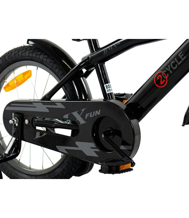 2Cycle BMX-Fun kinderfiets 16 inch (4 tot 6 jaar) voor jongens zwart