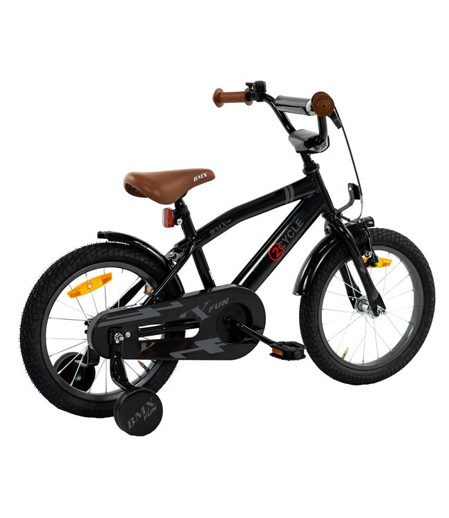2Cycle BMX-Fun kinderfiets 16 inch (4 tot 6 jaar) voor jongens zwart