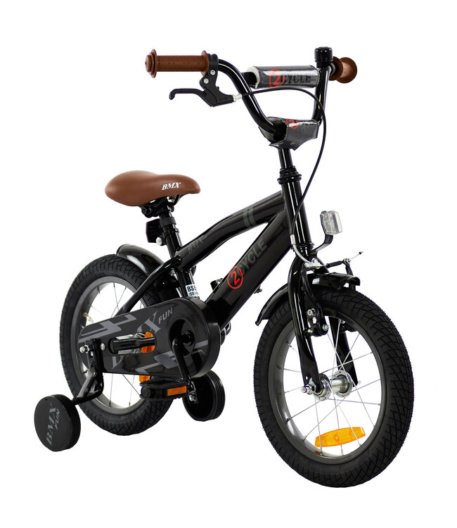 2Cycle BMX Fun kinderfiets 14 inch (3 tot 5 jaar) voor jongens zwart