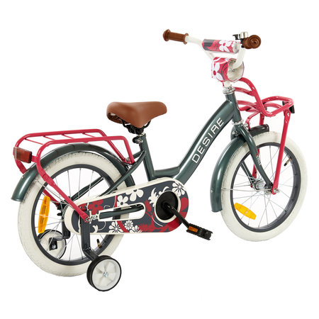 2Cycle 2Cycle Desire - Kinderfiets - 16 inch - Grijs-Roze - Meisjesfiets - 16 inch fiets