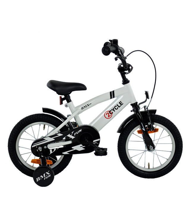 2Cycle BMX-Fun kinderfiets 14 inch (3 tot 5 jaar) voor jongens wit