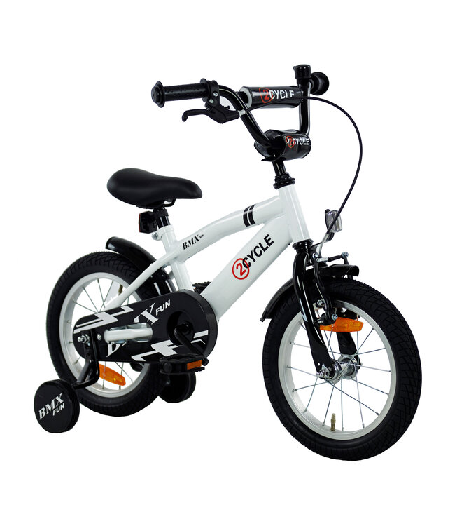2Cycle BMX-Fun kinderfiets 14 inch (3 tot 5 jaar) voor jongens wit