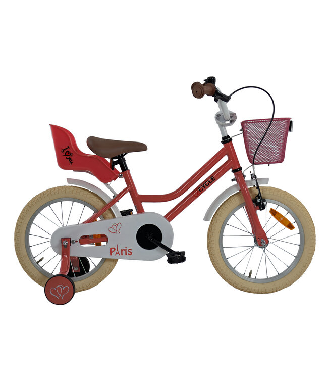 2Cycle Paris kinderfiets 16 inch (4 tot 6 jaar) voor meisjes roze-wit