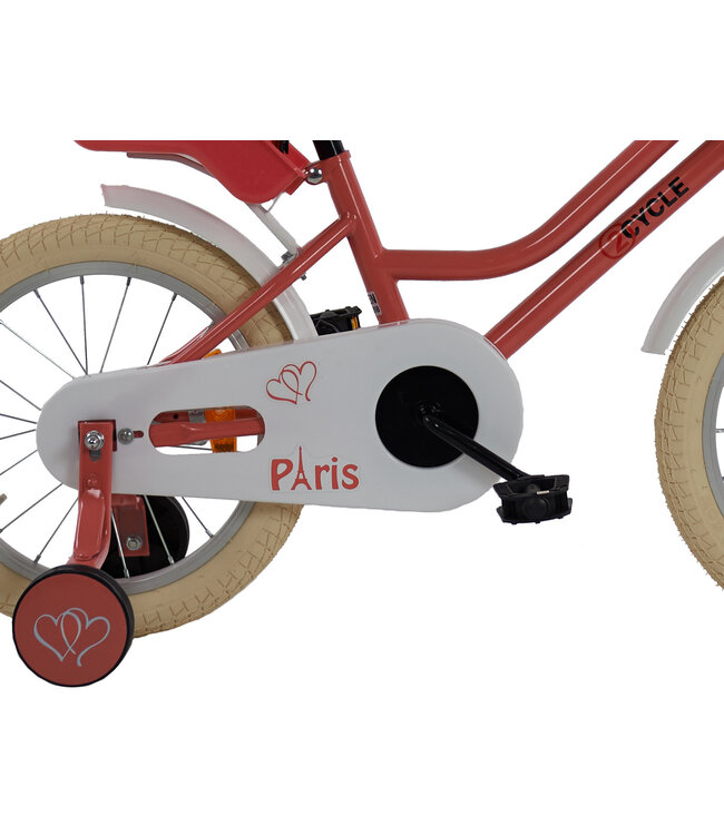 2Cycle Paris kinderfiets 16 inch (4 tot 6 jaar) voor meisjes roze-wit
