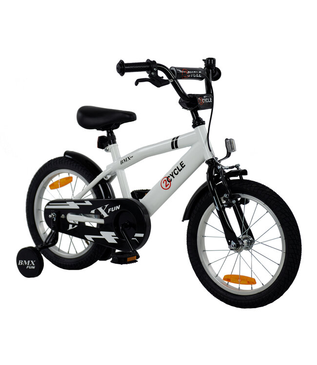 2Cycle BMX-Fun kinderfiets 16 inch (4 tot 6 jaar) voor jongens wit