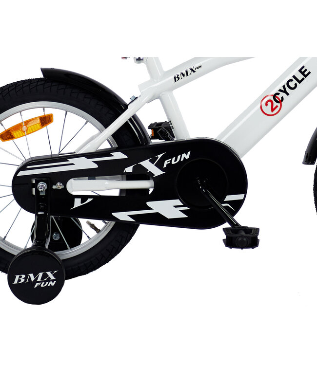 2Cycle BMX-Fun kinderfiets 16 inch (4 tot 6 jaar) voor jongens wit