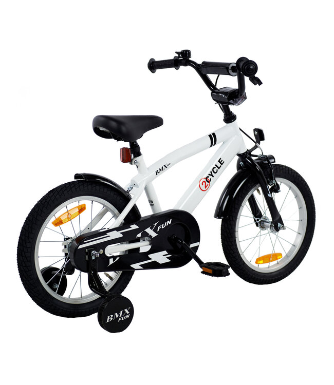 2Cycle BMX-Fun kinderfiets 16 inch (4 tot 6 jaar) voor jongens wit