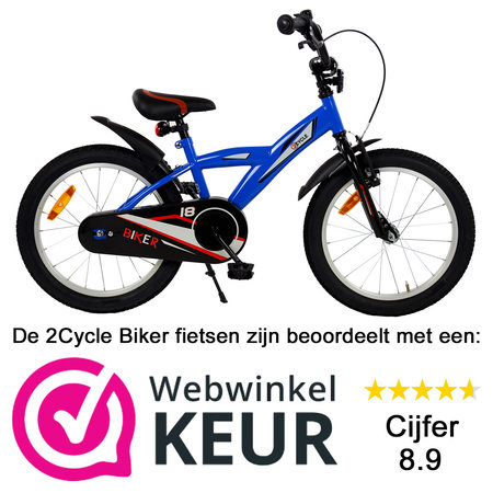 2Cycle 2Cycle Biker - Kinderfiets - 18 inch - Blauw - Jongensfiets -18 inch fiets