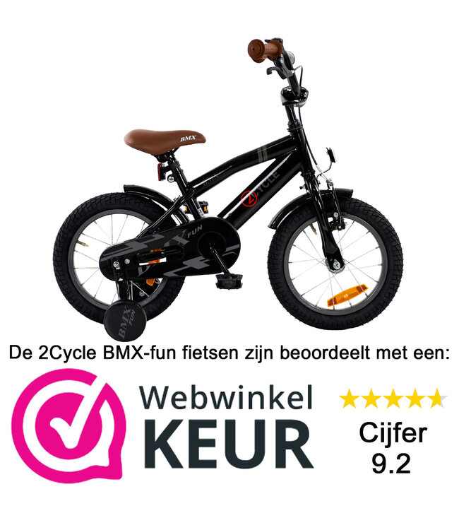 2Cycle BMX Fun kinderfiets 14 inch (3 tot 5 jaar) voor jongens zwart