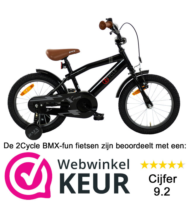 2Cycle BMX-Fun kinderfiets 16 inch (4 tot 6 jaar) voor jongens zwart