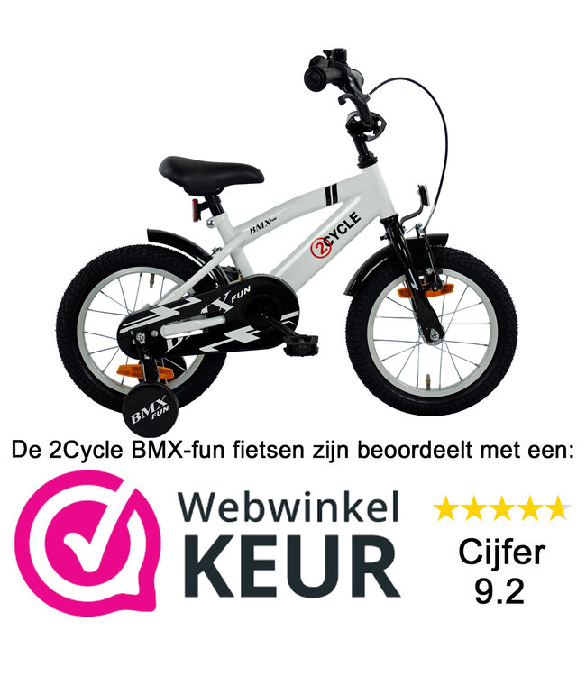 2Cycle BMX-Fun kinderfiets 14 inch (3 tot 5 jaar) voor jongens wit