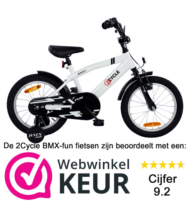2Cycle BMX-Fun kinderfiets 16 inch (4 tot 6 jaar) voor jongens wit