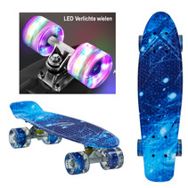 Sajan - Skateboard - LED - Penny board - Space Blauw - 22.5 inch - 56cm - Skateboard met Verlichting