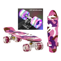 Sajan - Skateboard - LED - Penny board - Camouflage Paars - 22.5 inch - 56cm - Skateboard met Verlichting