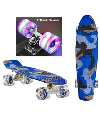 Sajan Sajan - Skateboard - LED - Penny board - Camouflage Blauw - 22.5 inch - 56cm - Skateboard met Verlichting Sajan Sajan - Skateboard - LED - Penny board - Camouflage Blauw - 22.5 inch - 56cm - Skateboard met Verlichting
