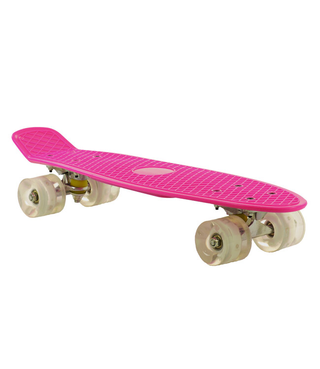 Sajan - Skateboard - LED - Penny board - Roze - 22.5 inch - 56cm - Skateboard met Verlichting