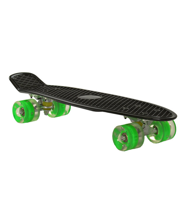 Sajan - Skateboard - LED - Penny board - Zwart-Groen - 22.5 inch - 56cm - Skateboard met Verlichting