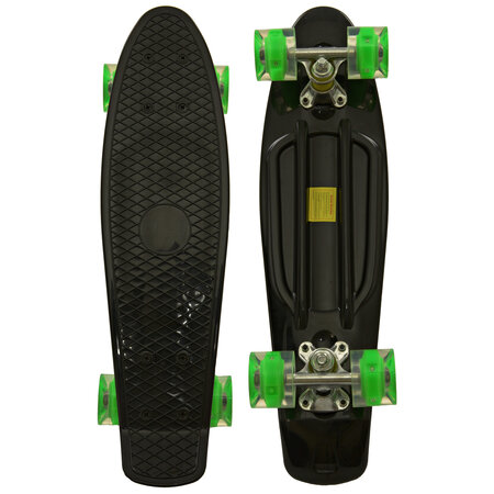 Sajan Sajan - Skateboard - LED - Penny board - Zwart-Groen - 22.5 inch - 56cm - Skateboard met Verlichting