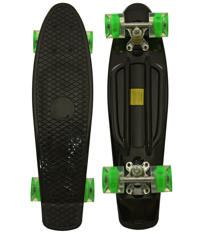 Sajan - Skateboard - LED - Penny board - Zwart-Groen - 22.5 inch - 56cm - Skateboard met Verlichting