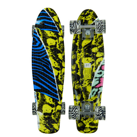 Sajan Sajan - Skateboard - LED Verlichting - Penny board - Camouflage Blauw-Geel - 22.5 inch - 56cm - Skateboard met Verlichting