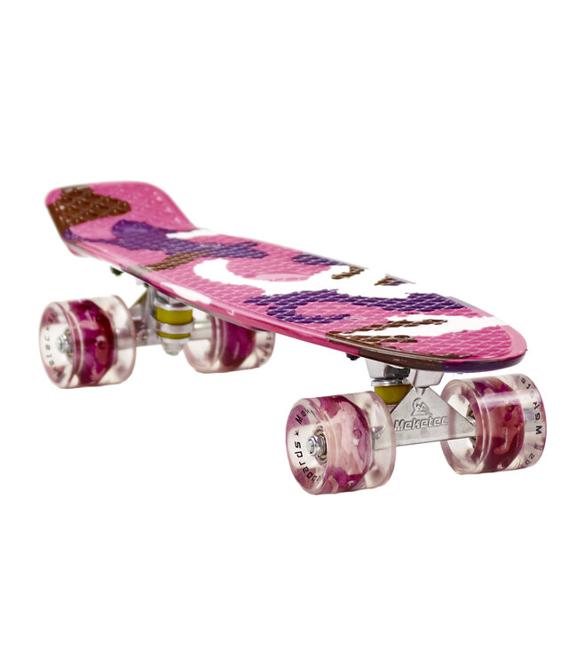 Sajan - Skateboard - LED - Penny board - Camouflage Paars - 22.5 inch - 56cm - Skateboard met Verlichting