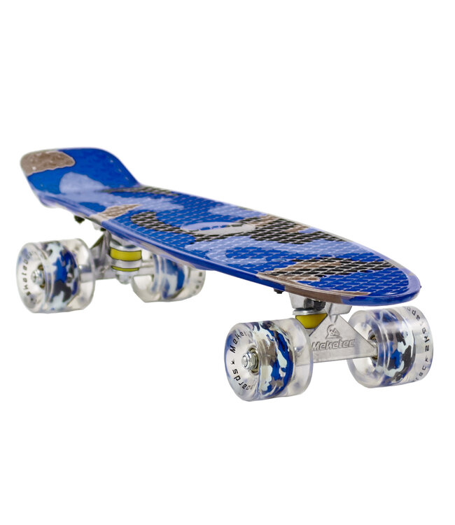 Sajan - Skateboard - LED - Penny board - Camouflage Blauw - 22.5 inch - 56cm - Skateboard met Verlichting