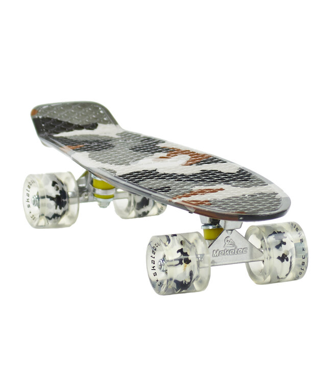 Sajan - Skateboard - LED - Penny board - Camouflage Grijs - 22.5 inch - 56cm - Skateboard met Verlichting