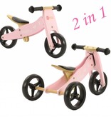 2Cycle 2Cycle 2 in 1 Loopfiets - Driewieler - Hout - 1 Jaar - Roze - Balance bike