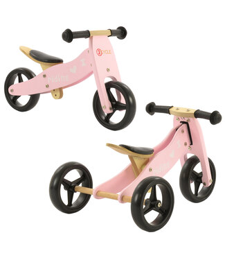 2Cycle 2Cycle 2 in 1 Loopfiets - Driewieler - Hout - 1 Jaar - Roze - Balance bike