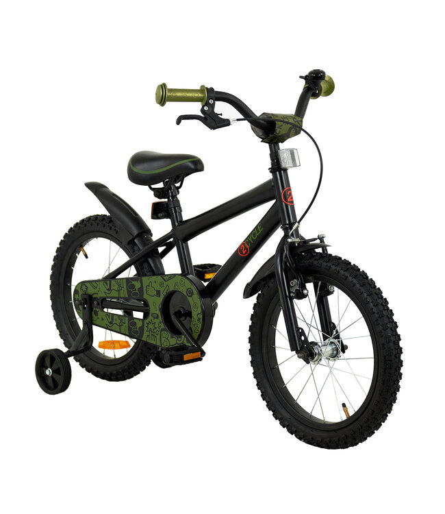 2Cycle BMX kinderfiets 16 inch (4 tot 6 jaar) voor jongens zwart-groen