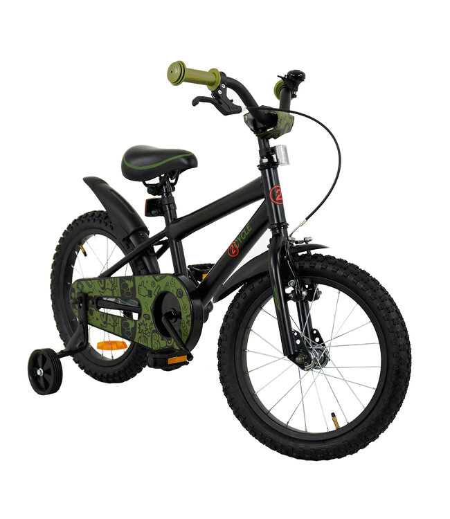 2Cycle BMX kinderfiets 16 inch (4 tot 6 jaar) voor jongens zwart-groen