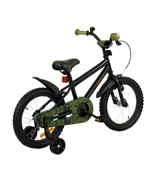 2Cycle BMX kinderfiets 16 inch (4 tot 6 jaar) voor jongens zwart-groen