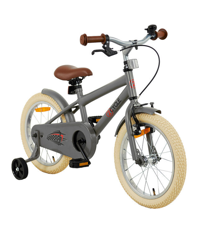 2Cycle BMX kinderfiets 16 inch (4 tot 6 jaar) voor jongens mat-grijs